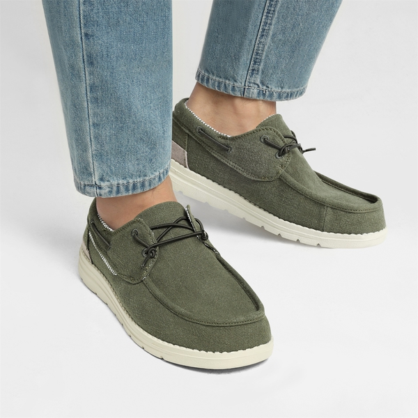 Minimalist Men's Slip On  Canvas Loafers - OLIVE GREEN - 1
